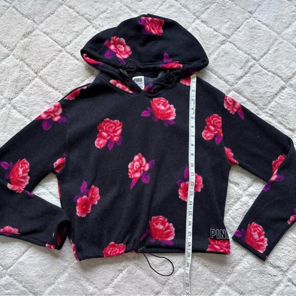 Victoria's Secret PINK | Black & Red Flower Crop Hoodie | Size Small - Picture 9 of 9